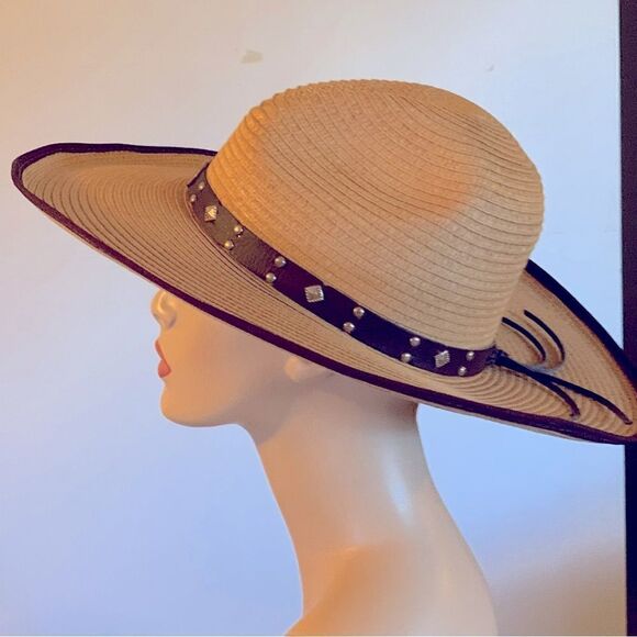 SOM-HER Flat Palm Hat Made in Mexico Sz M/L Gorgeous - Picture 7 of 12
